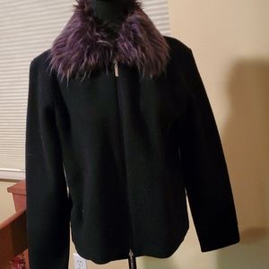 Amore Black Boiled Wool Jacket, Small